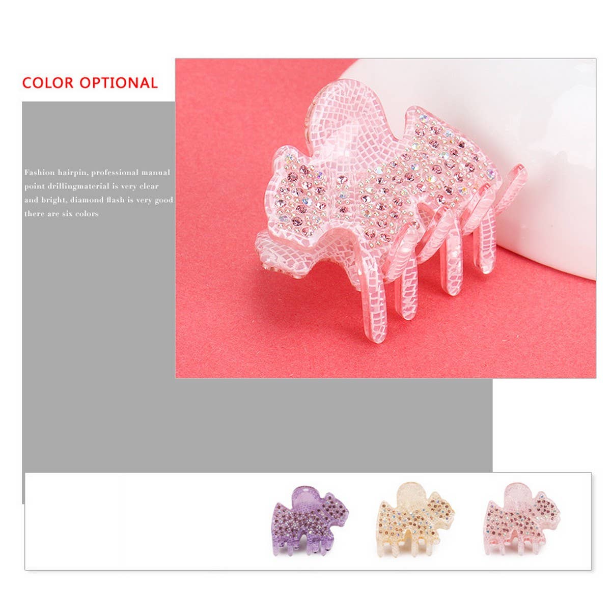 CLIP GENTLE STYLE PINK ACRYLIC MINI HAIR CLIP_CWAHA4266