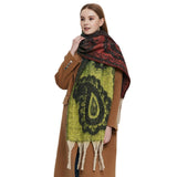 PAISLEY JACQUARD SCARF THICK FRINGE WINTER SHAWL_CWASC0857