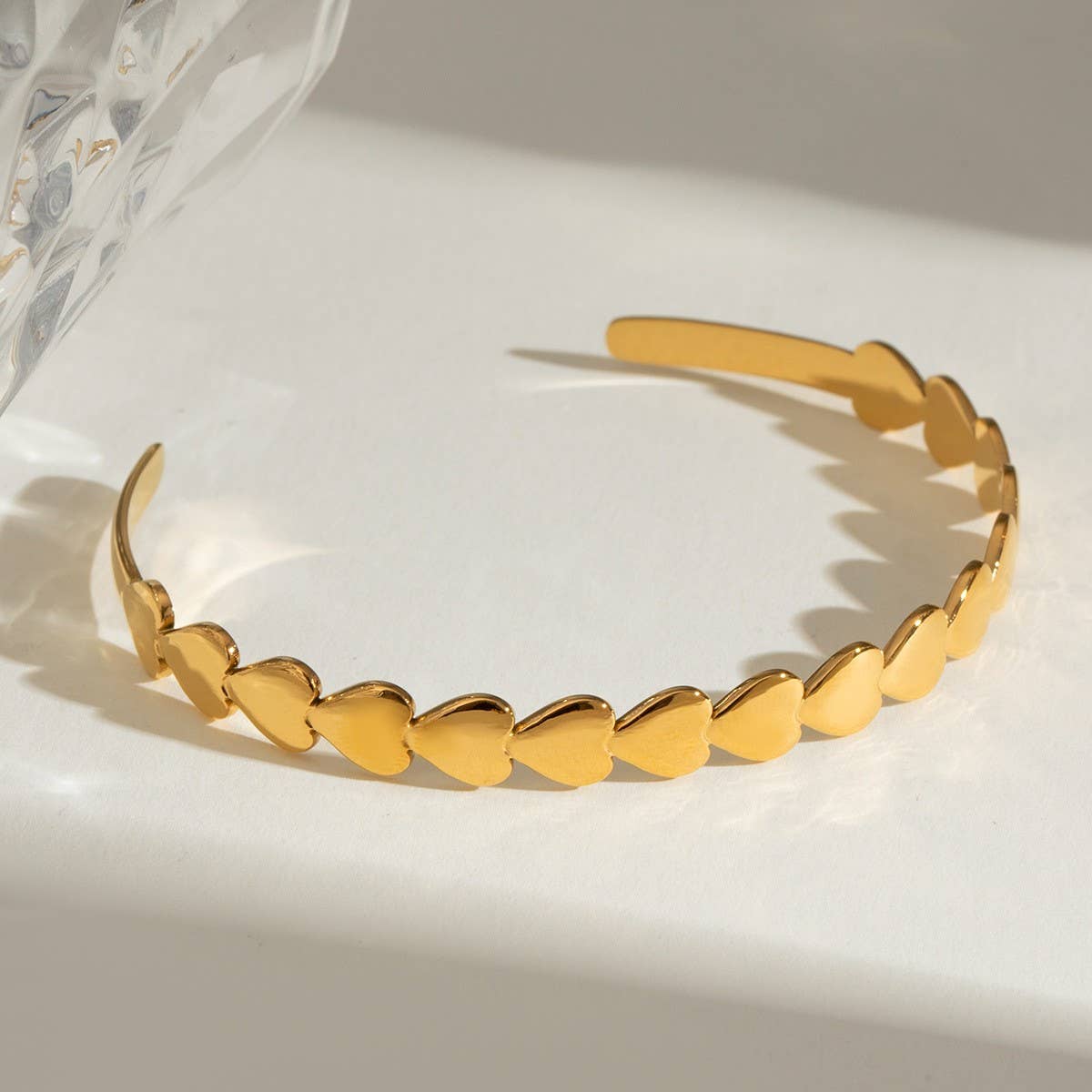 RETRO 18K GOLD STAINLESS STEEL HEART BRACELET_CWAJE4895