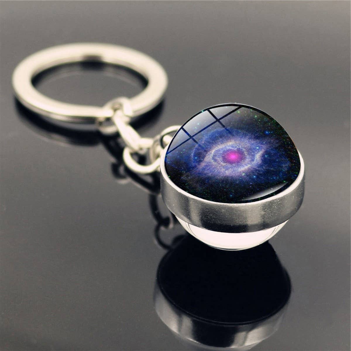 DOUBLE SIDED GLASS BALL KEYCHAIN PENDANT JEWELRY_CWMM0492