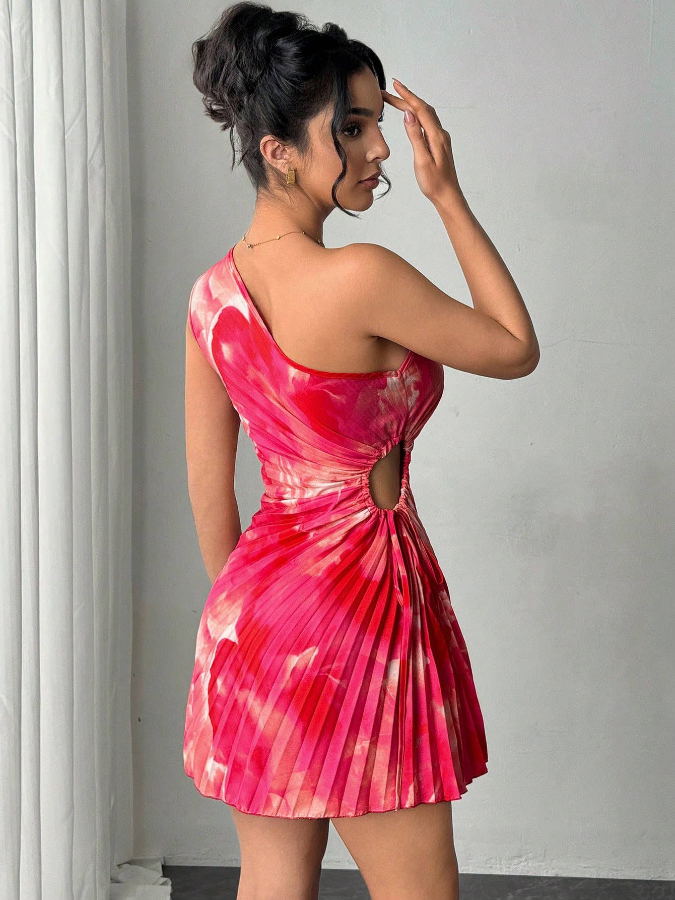 Womens Sexy Print Pleated Dress