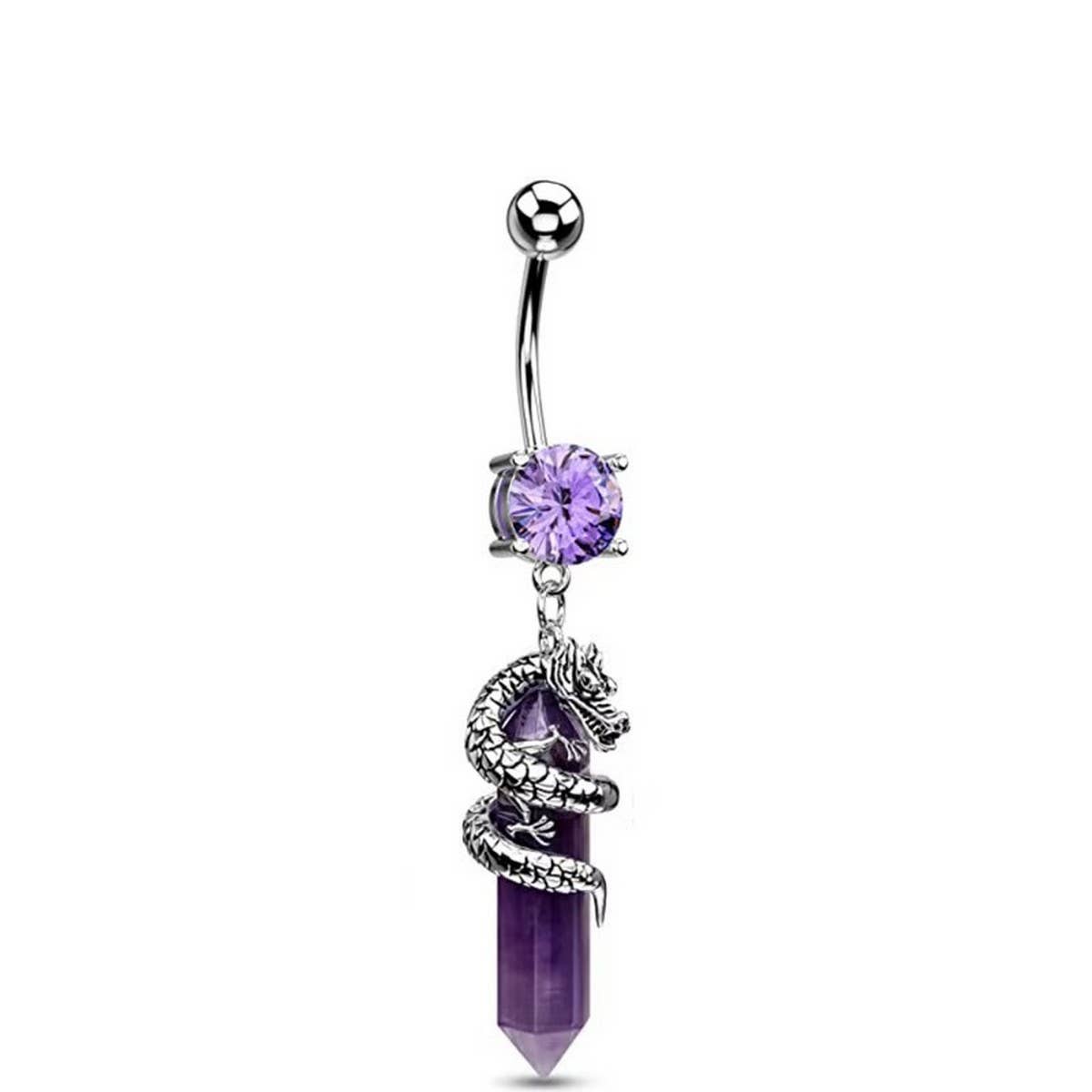 3D DRAGON CLAW NATURAL STONE BELLY BUTTON RING_CWMM9473