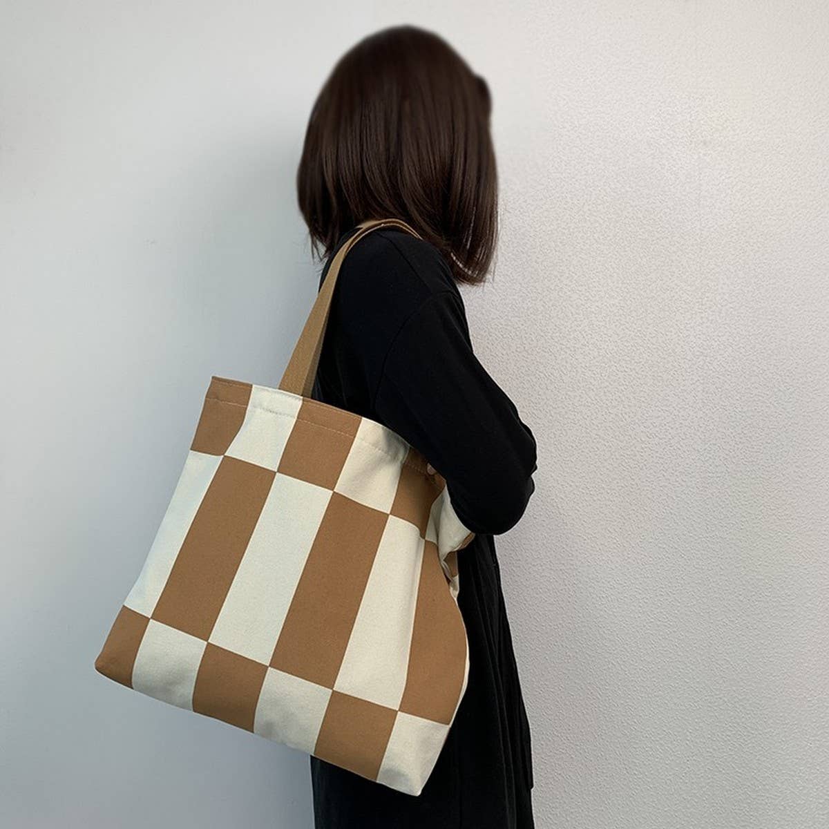 Tote Bags Canvas With Color Block Stitching_Cwab2041