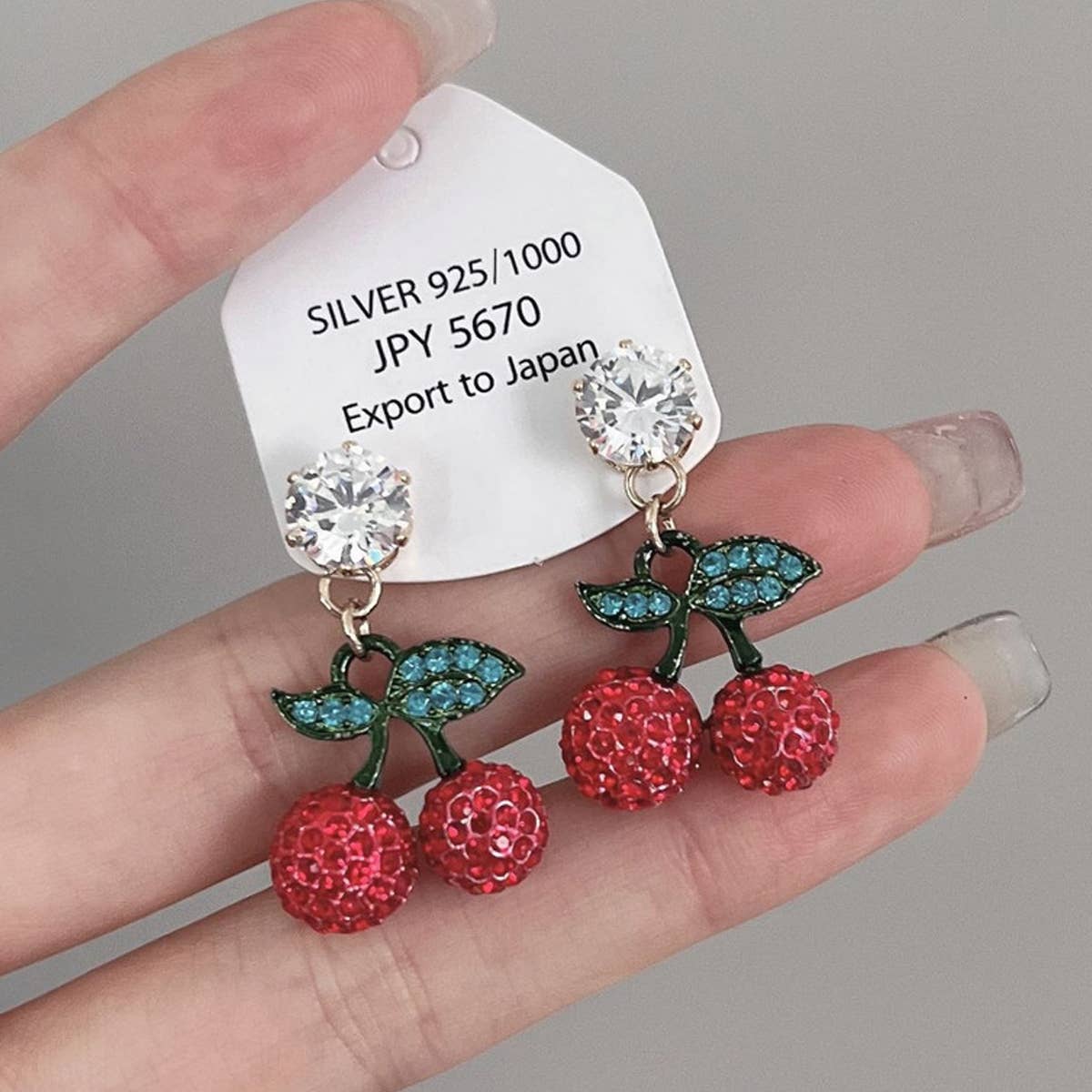CUTE RED ZIRCON CHERRY EARRINGS_CWAJE1455