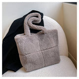 FLUFFY LAMB FUR TOTE BAG LARGE SHOULDER PURSE_CUAB00532