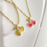 NEW GIRL PINK PENDANT GOLD PLATED NECKLACE_CWMM3844