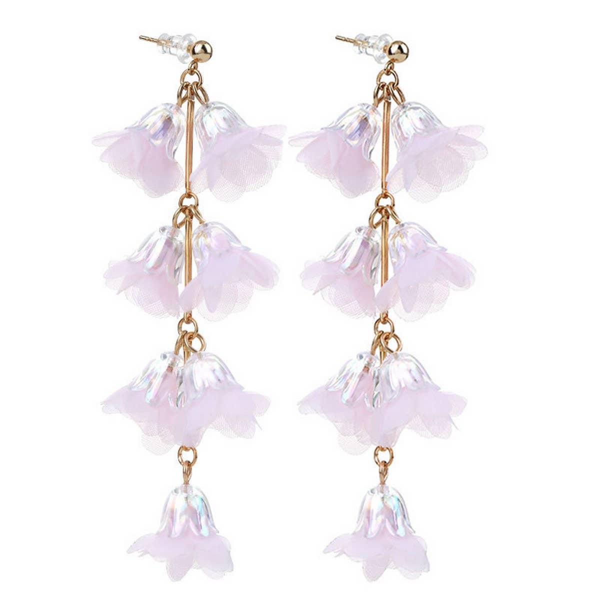 CRYSTAL FLOWER TASSEL EARRINGS ELEGANT LONG DROPS_CWMM6170