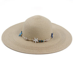 SUNSHADE STARFISH DECORATED DOME STRAW HAT_CWAH1195