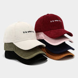 Corduroy Letter Baseball Cap Women Trendy_Cwah04649