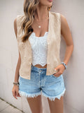 Solid Jacquard Casual Daily Vest Top