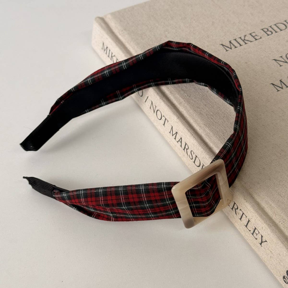 Plaid Buckle Headband College Autumn Style_Cwaha08166