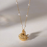 OCEAN SERIES PEARL STARFISH SHELL NECKLACE_CWAJE1366