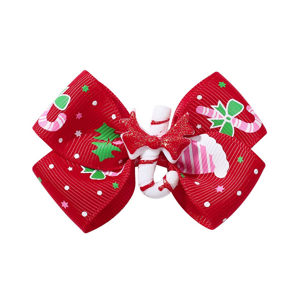 CHILDRENS SANTA CLAUS PRINTED BOW HAIRPIN_CWAHA2364
