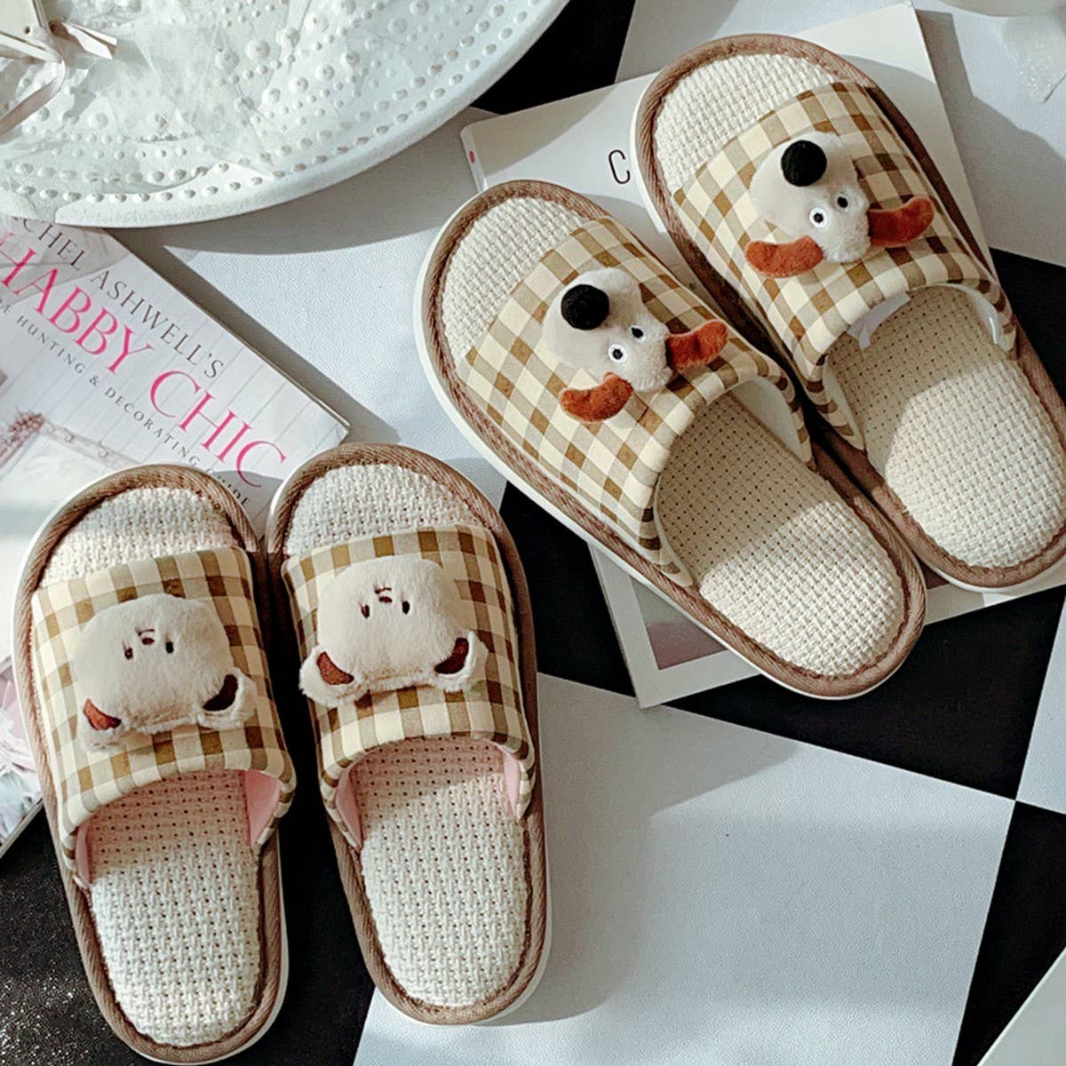 NEW CUTE PANDA LINEN SLIPPERS FOR WOMEN AT HOME_CWMM2957
