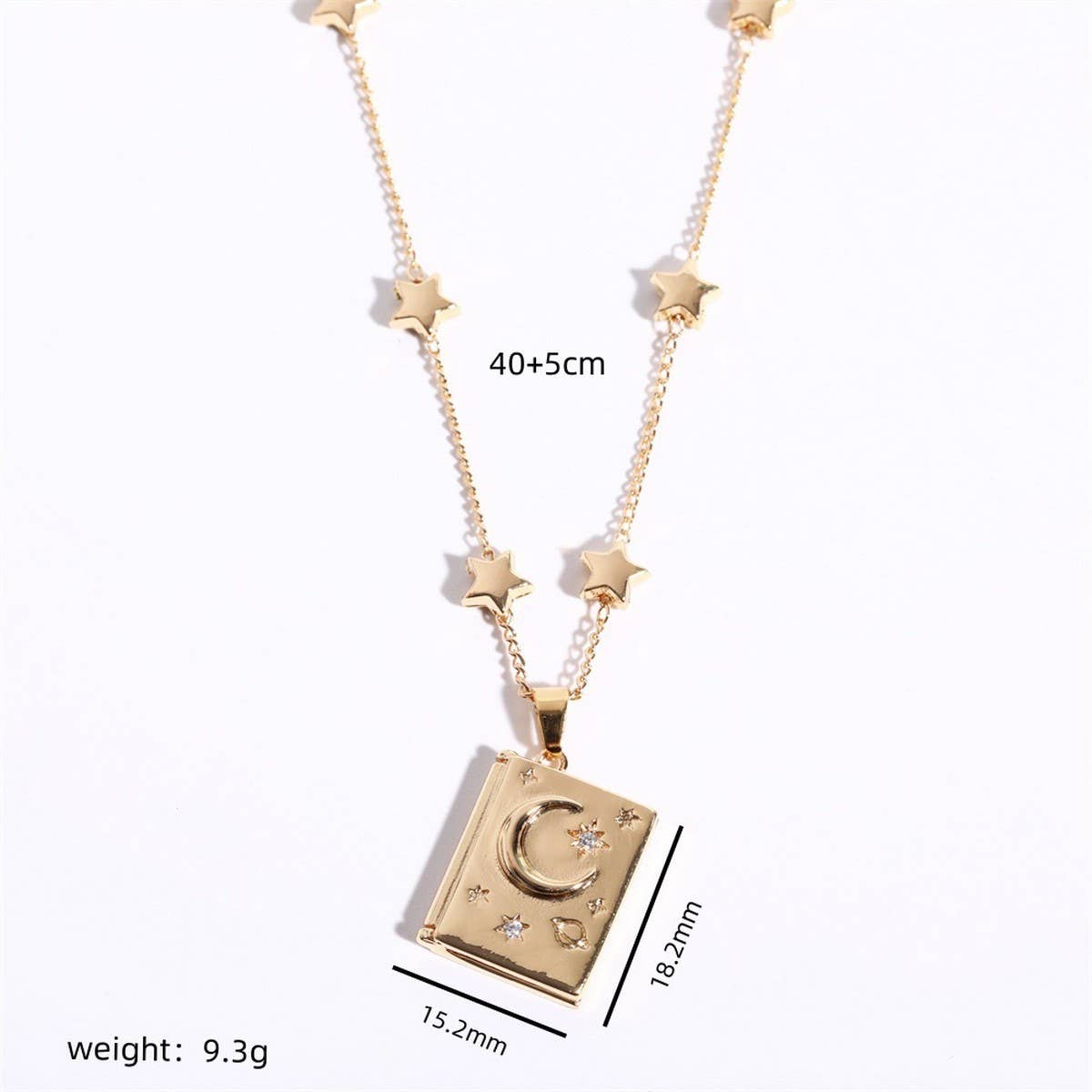 OPEN AND CLOSE STAR AND MOON DIAMOND NECKLACE_CWMM3820