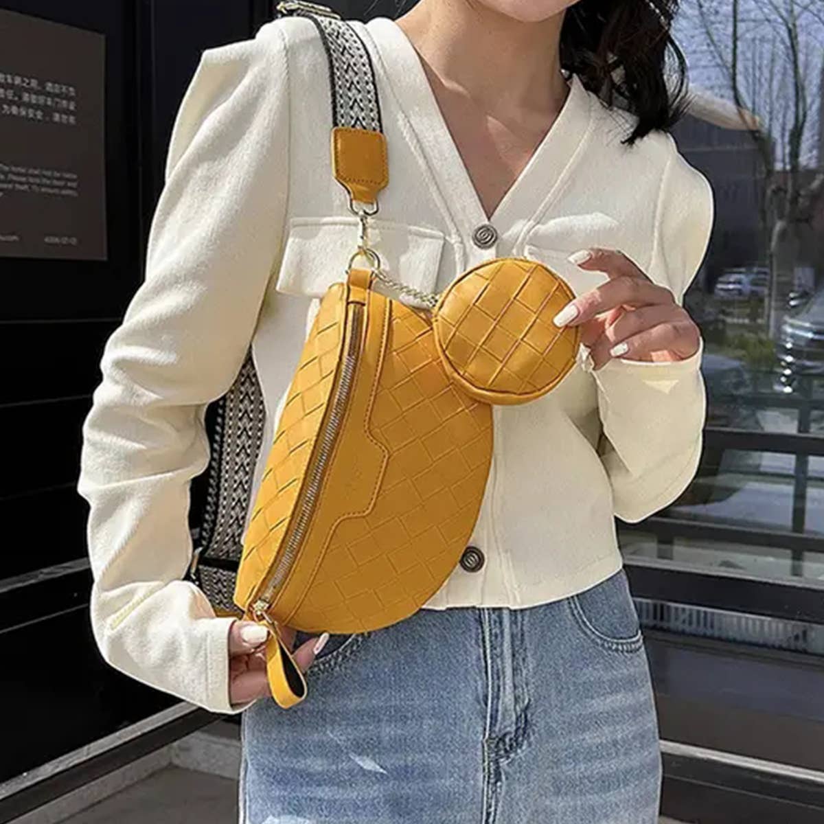 New Plaid Pu Chest Bag Crossbody Bag_Cwab2082