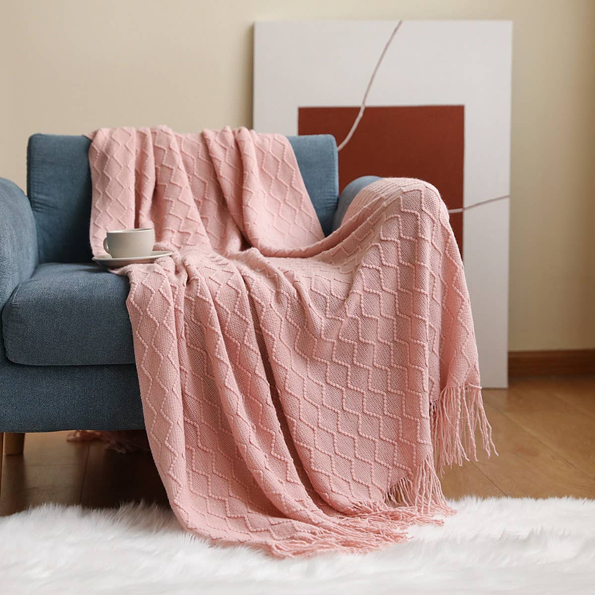 SOFT COZY KNIT BLANKET WITH TASSEL_CWMM0197