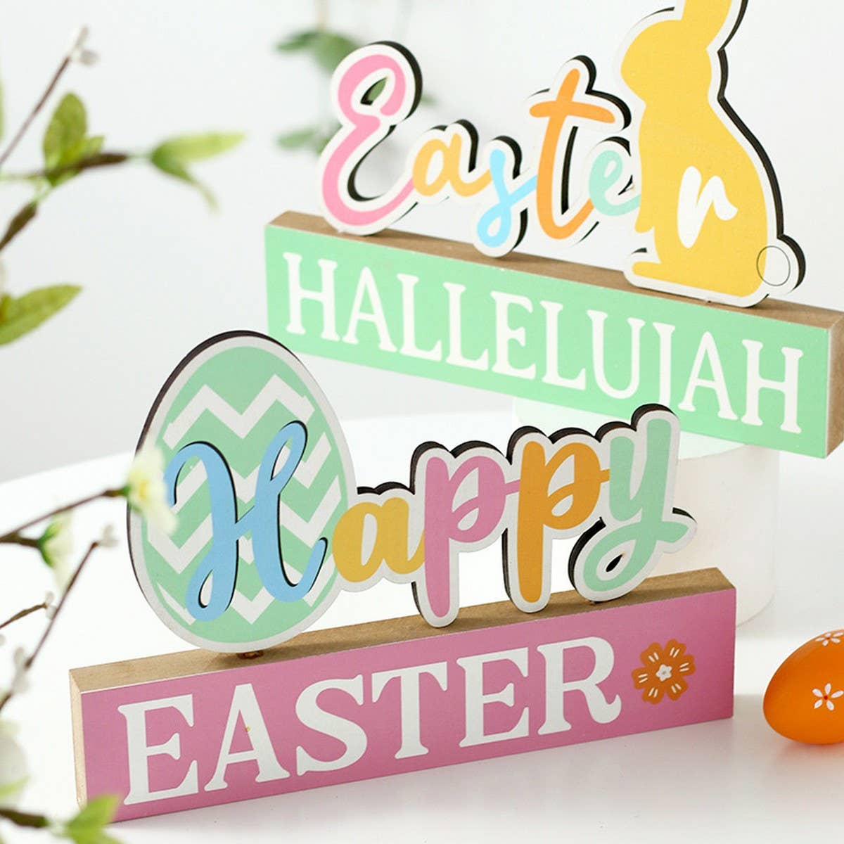 EASTER BUNNY EGG LETTER WOOD STANDING DECOR_CWAJE05392