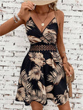Tropical Print Lace Applique Cambric Dress