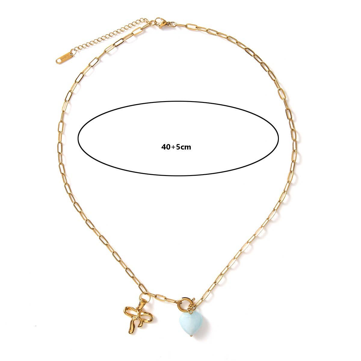 STAINLESS STEEL CHERRY NECKLACE WITH BOW CHARM_CWMM8826