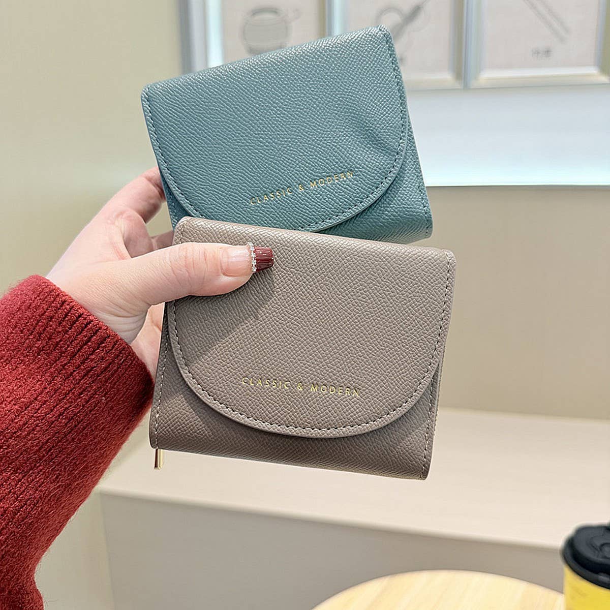 New Solid Color 3-Fold Wallet With Flip Cover_Cwab06253