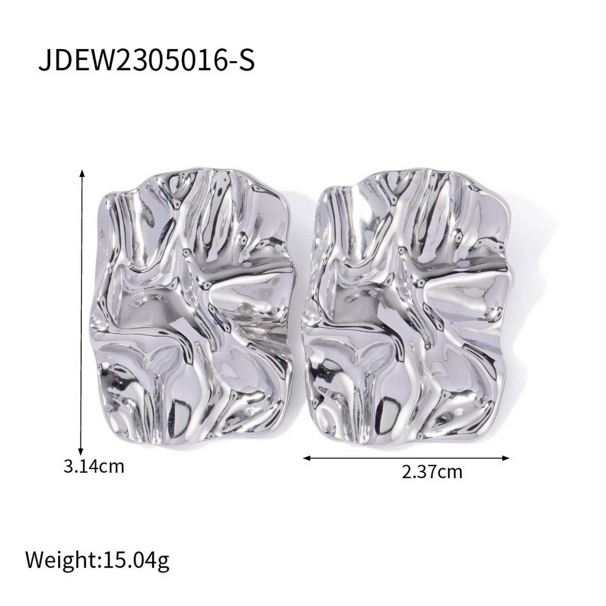 GEOMETRIC STAINLESS STEEL WRINKLE STUD EARRINGS_CWMM2353