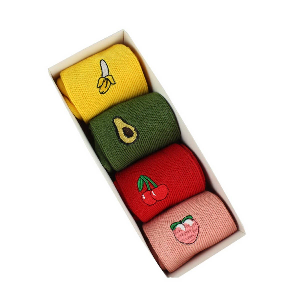 FRUIT EMBROIDERY PATTERN STOCKINGS CREW SOCKS_CWAH1116