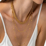 18K GOLD PLATED MULTI LAYER OVAL GOLD BEAD NECKLACE_CWMM3633