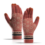 Womens Knit Gloves Jacquard Fleece Touchscreen_Cwmm1486