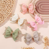 HANDMADE GLITTER BOW TAIL HAIR CLIP SET FOR GIRLS_CWAHA6717