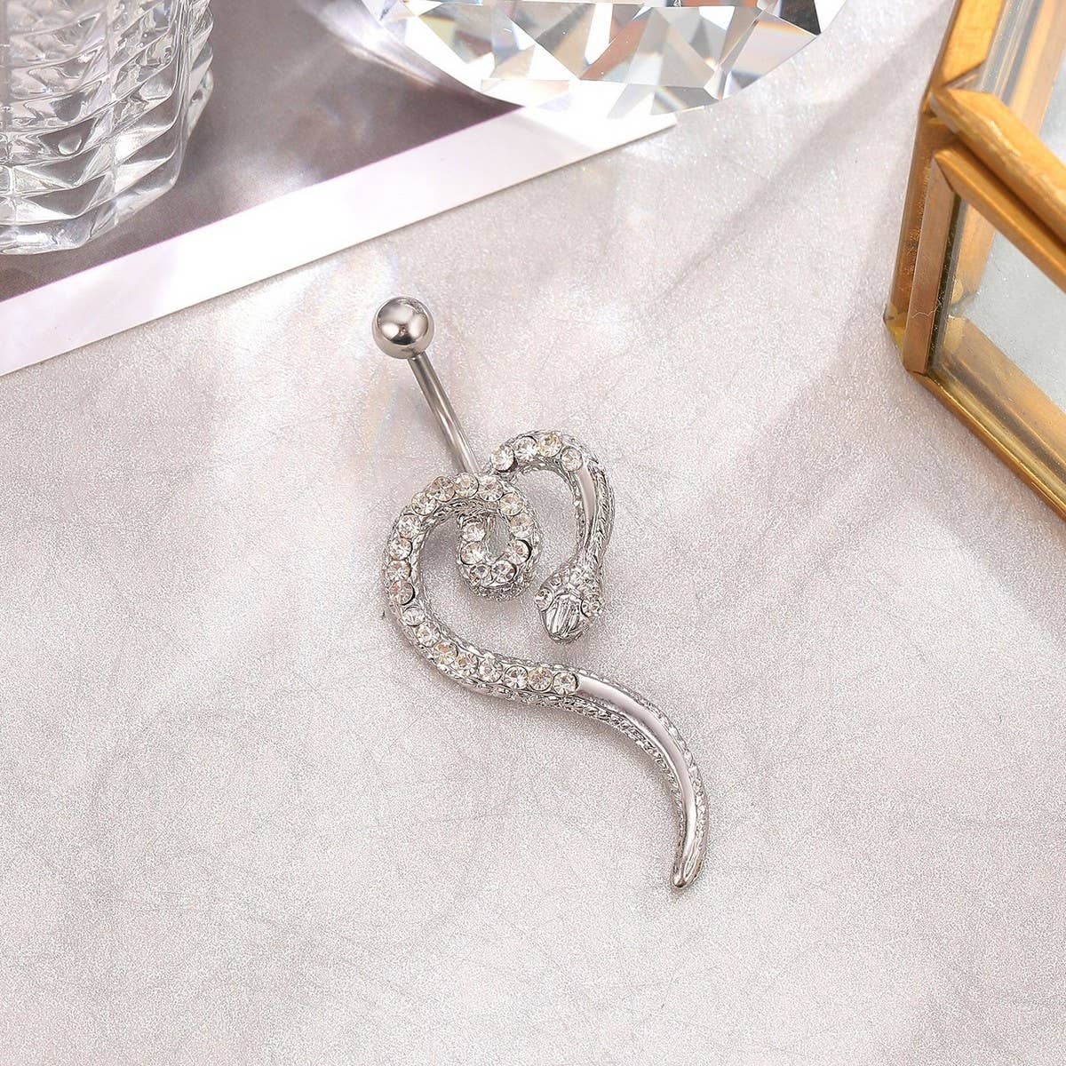 PUNK SNAKE BELLY RING UNIQUE BODY PIERCING_CWMM9314