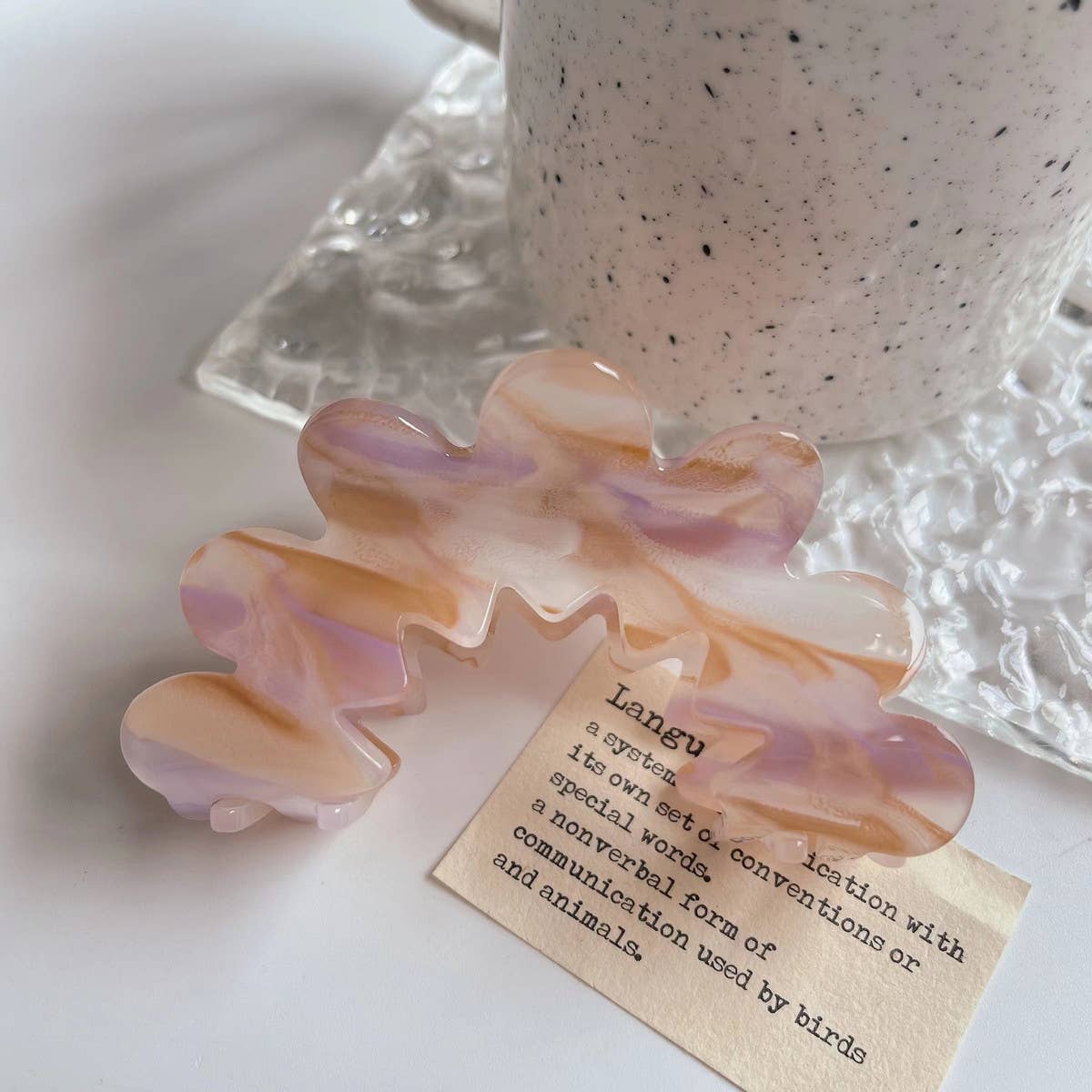 Wavy Flower Acetate Hair Claw, Simple Fresh Clip_Cwaha1328