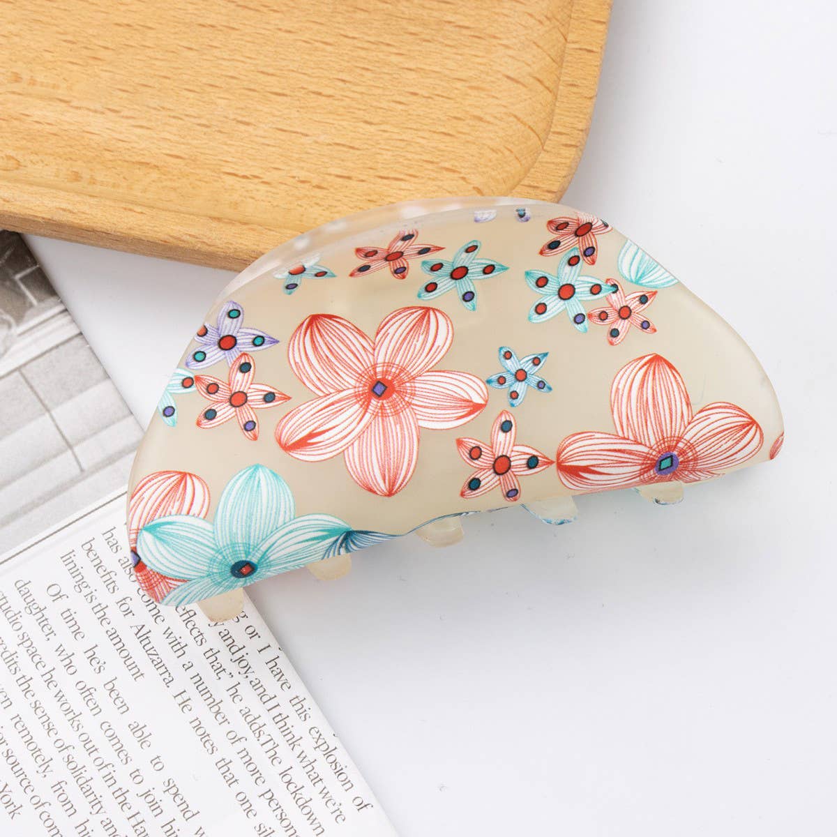 ACRYLIC PRINTED HAIR CLIPS FRESH CUTE GRAB CLIPS_CWAHA1272