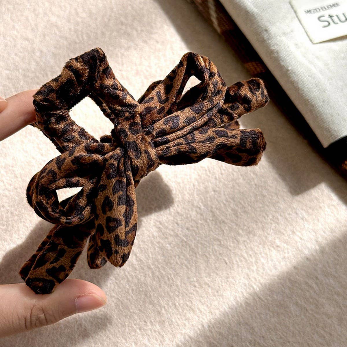 Leopard Bow Hair Claw Large Elegant Shark Clip_Cwaha07947