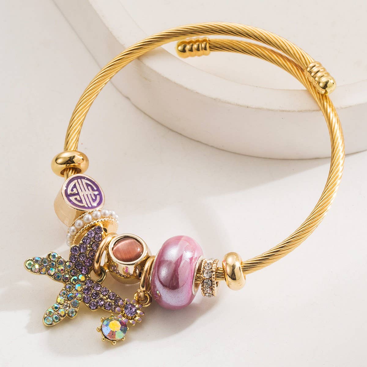 Trendy Beaded Bracelet With Butterfly Pendant_Cwmm8580