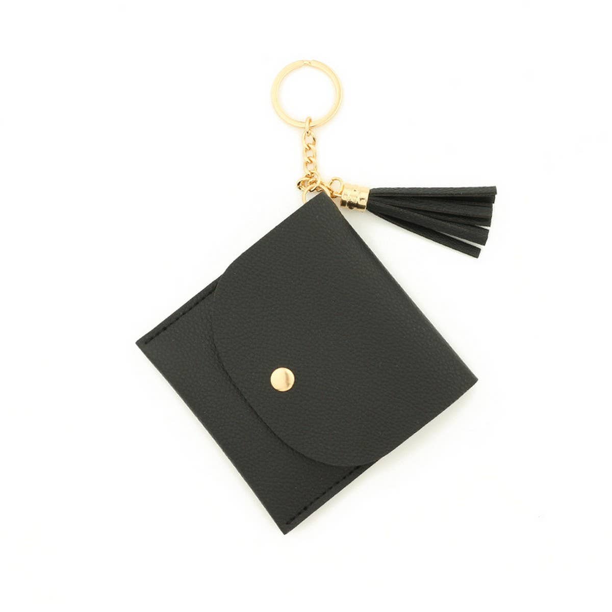 SOLID PU CARD WALLET WITH TASSEL KEYCHAIN_CWAB4965