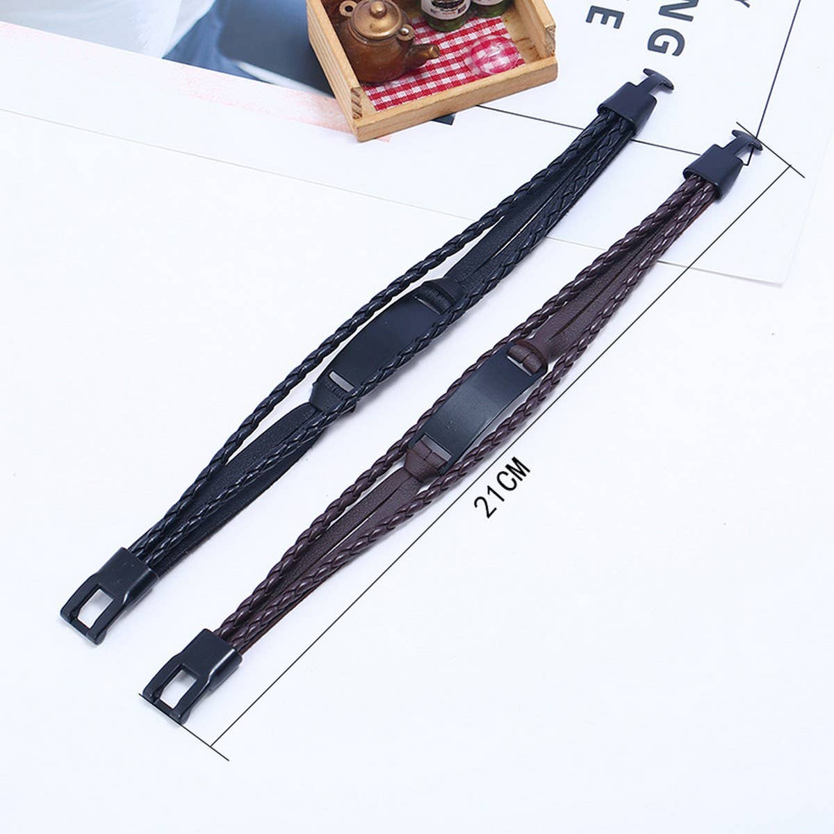 Vintage Braided Statement Leather Bracelet_Cwmm4522