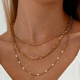 FASHIONABLE PRESSED PAPER CLIP THREE LAYER NECKLACE_CWMM3694