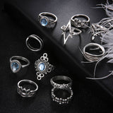 Cwmm2999_Vintage Diamond Star Gemstone Ring Set