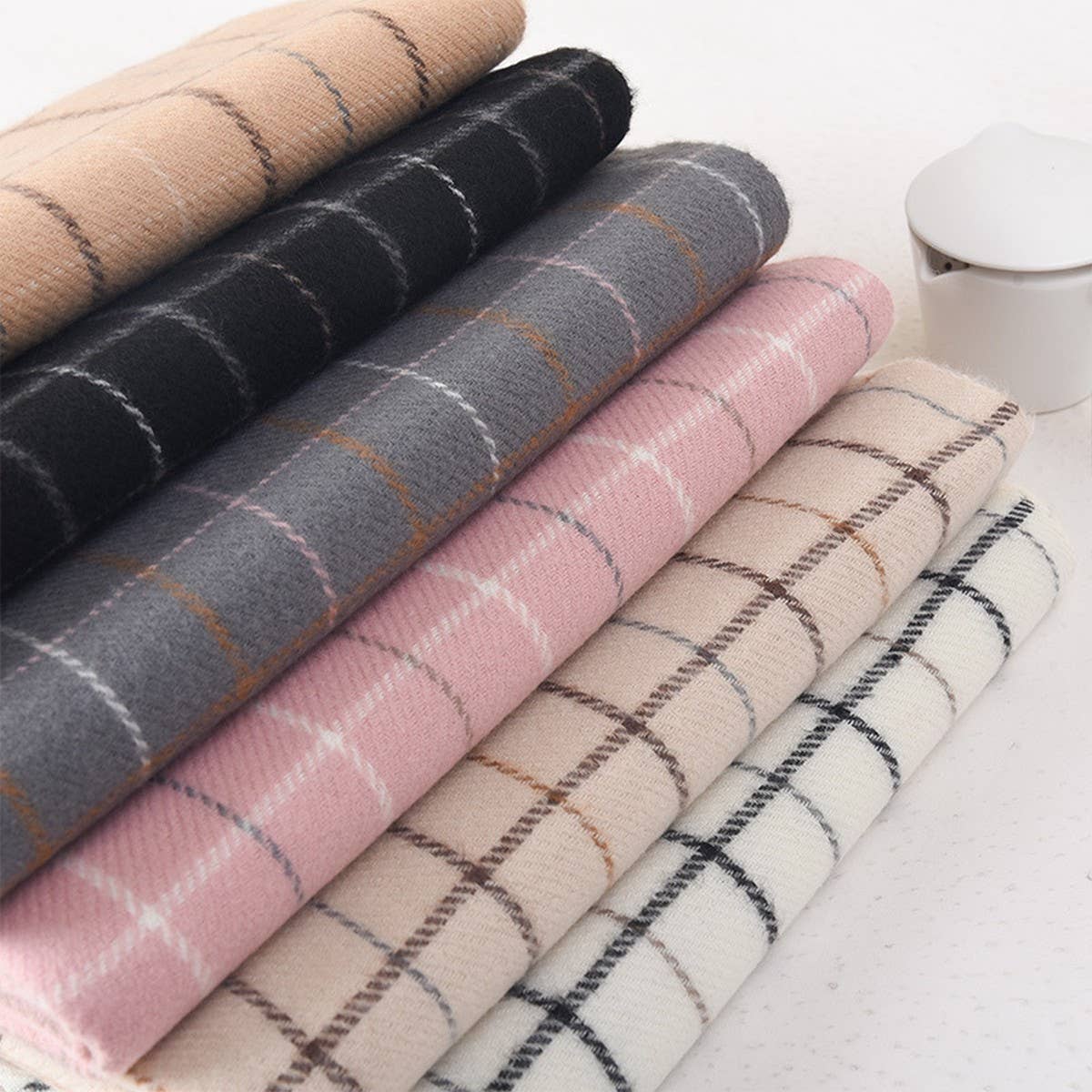 Women Simple Warm Plaid Scarf
