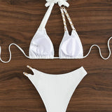 HALTERNECK CHAIN SPLIT 2 PIECE BIKINI SWIMSUIT_CWMW0168