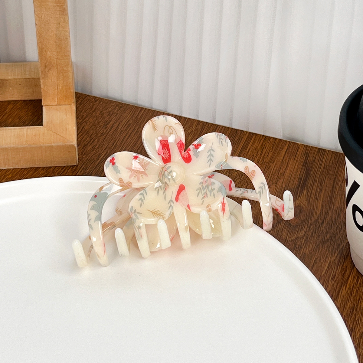 Vintage Floral Claw Clip Elegant Chinese Grip