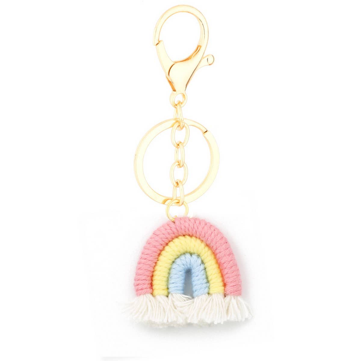HANDMADE COTTON KEYCHAIN 3 8CM RAINBOW BOHO PENDANT_CWAB5072