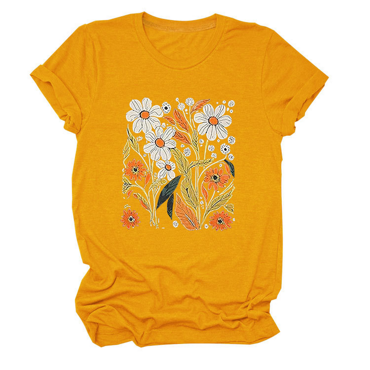 Women Summer Tee ??Flor Casual Round Neck_Cwtts1500