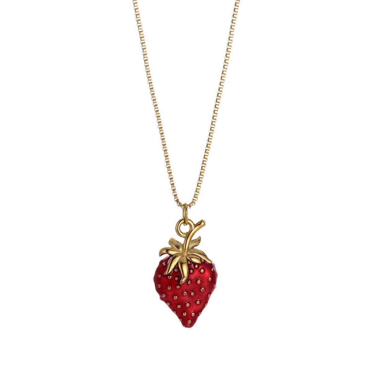 ENAMEL HEART NECKLACE WITH STRAWBERRY CHARM_CWMM8869