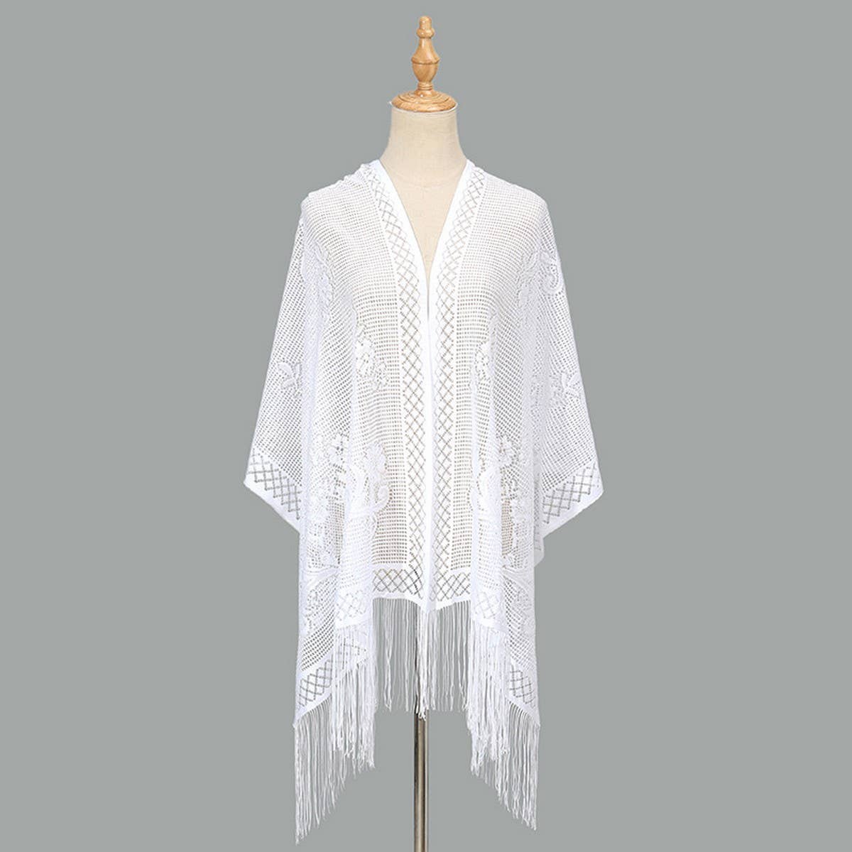 Sexy Flower Hollow Long Beard Triangle Scarf Shawl_Cwmm1999