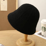 ROUND TOP NEW STRIPED PLUSH KNIT BUCKET HAT_CWAB2860