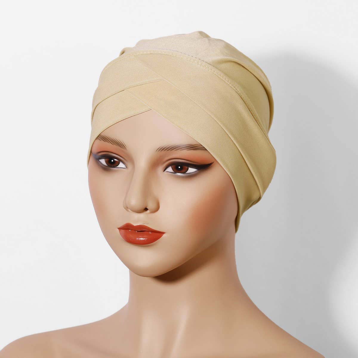 FASHION CRYSTAL LINEN TWO LAYER CROSS HEADSCARF_CWASC2458