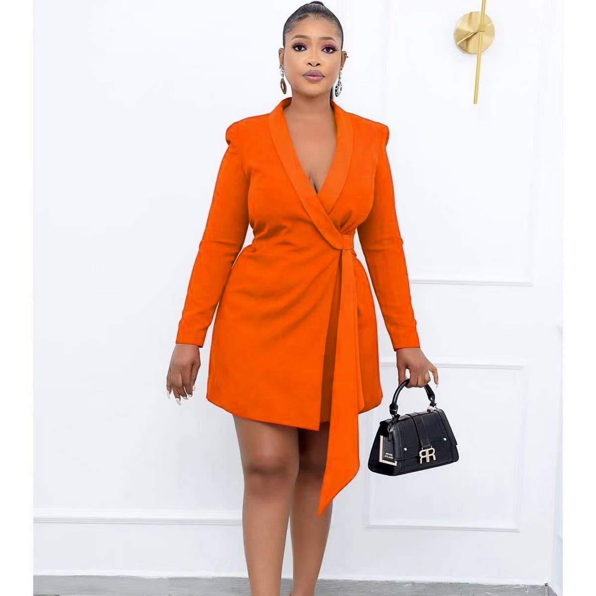 SLIM FIT TIE STRAP SUIT SKIRT PLUS SIZE DRESS_CWDSD6168