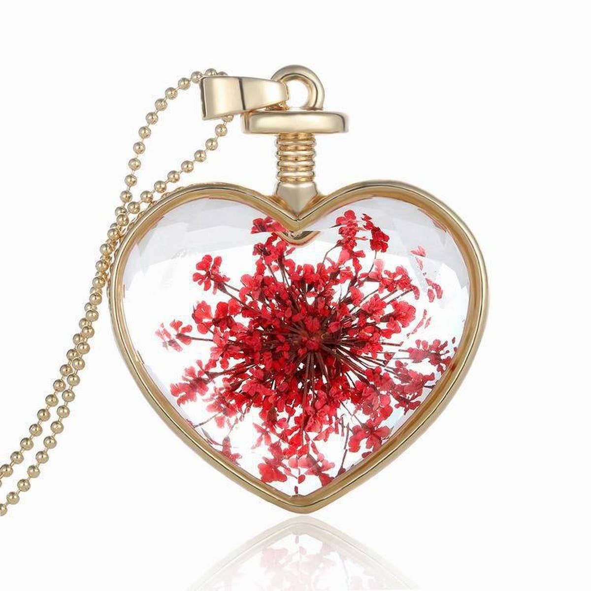 HEART CRYSTAL PLANT DRIED FLOWER NECKLACE_CWAJE2432